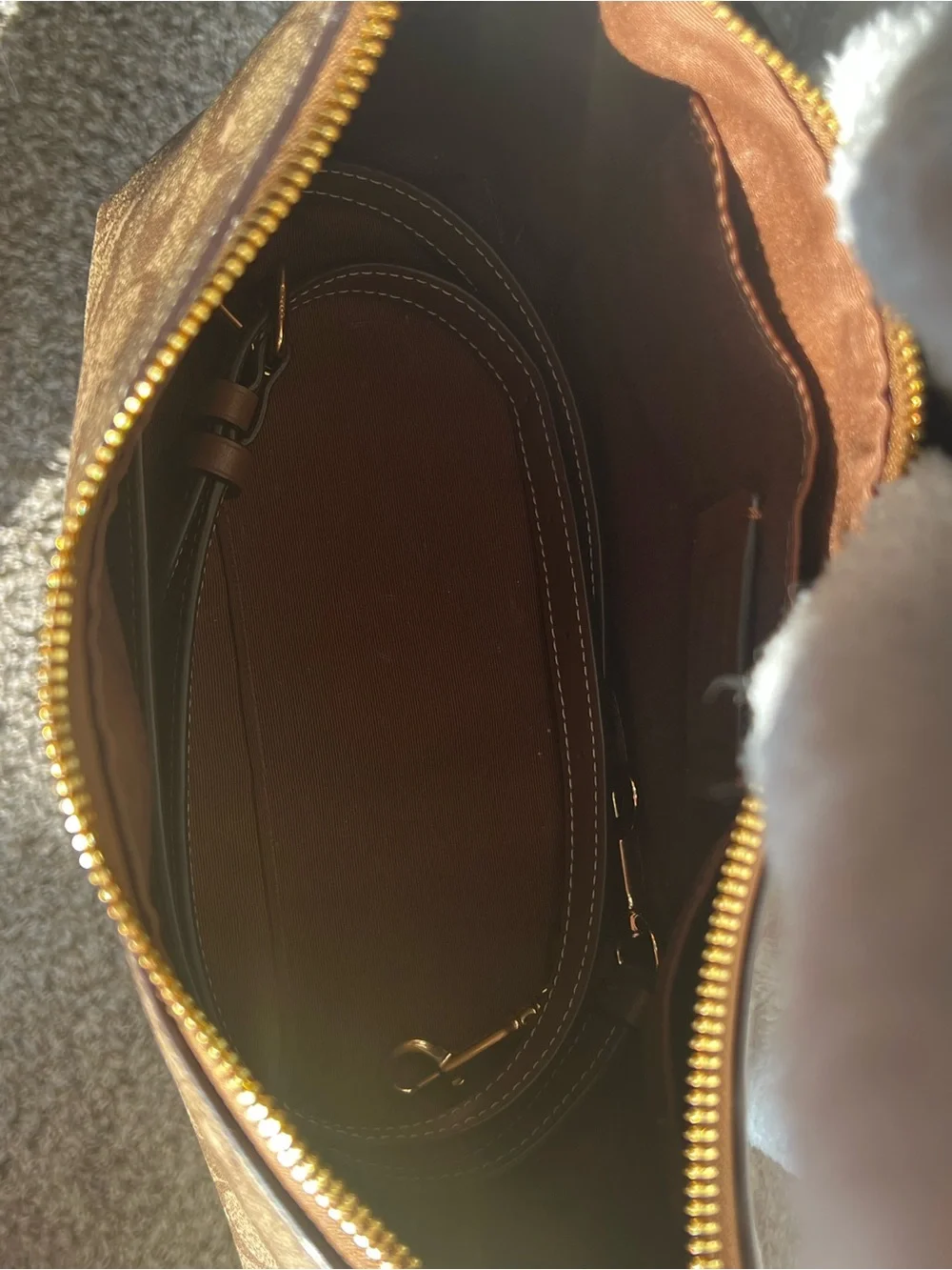 Coach Brown Signature Canvas Shoulder Bag with Snowflake Accents
